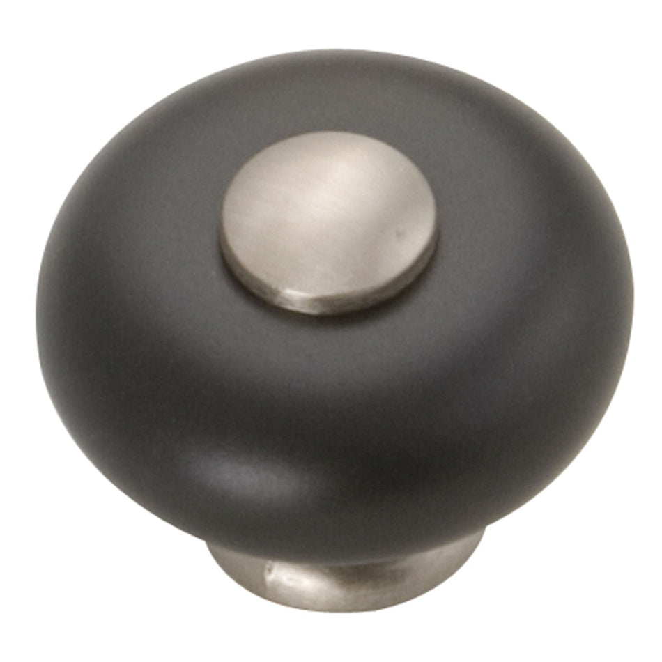 Hickory P222-SNB: 1-1/4" Tranquility Cabinet Knob - Satin Nickel/Black