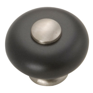 Hickory P222-SNB: 1-1/4" Tranquility Cabinet Knob - Satin Nickel/Black