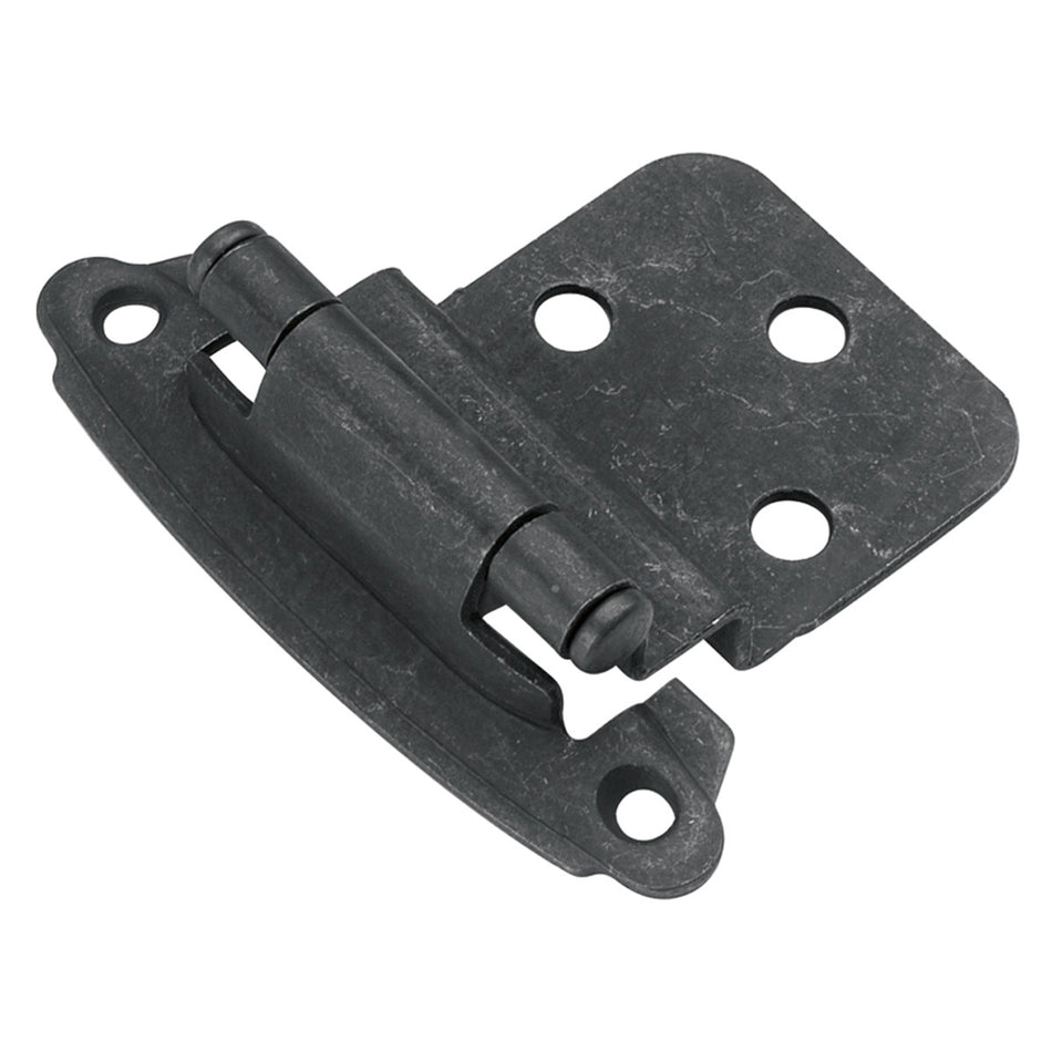 Hickory P243-BI: Surface Mount/Inset Self-Closing Cabinet Hinge (pair) - Black Iron