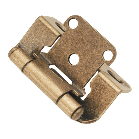 Hickory P2710F-AB: Semi-Concealed/Overlay Self-Closing Cabinet Hinge (pair) - Antique Brass