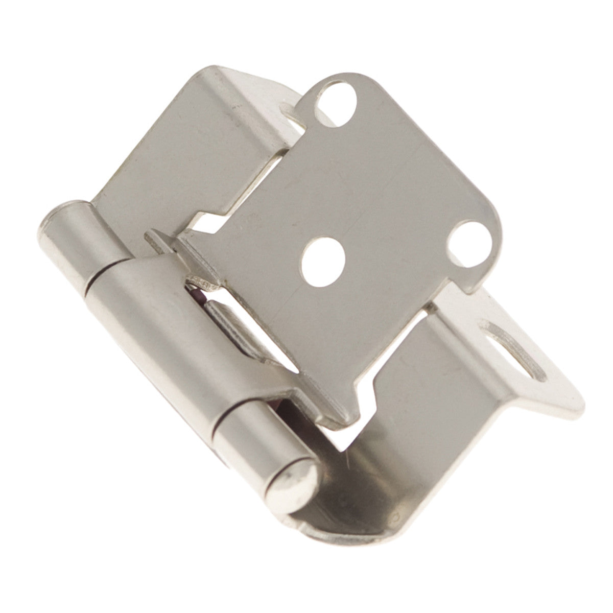 Hickory P2710F-SN: Semi-Concealed/Overlay Self-Closing Cabinet Hinge (pair) - Satin Nickel