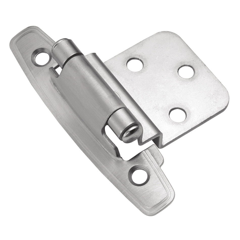 Hickory P295-SC: Surface Mount/Inset Self-Closing Cabinet Hinge (pair) - Satin Silver Cloud