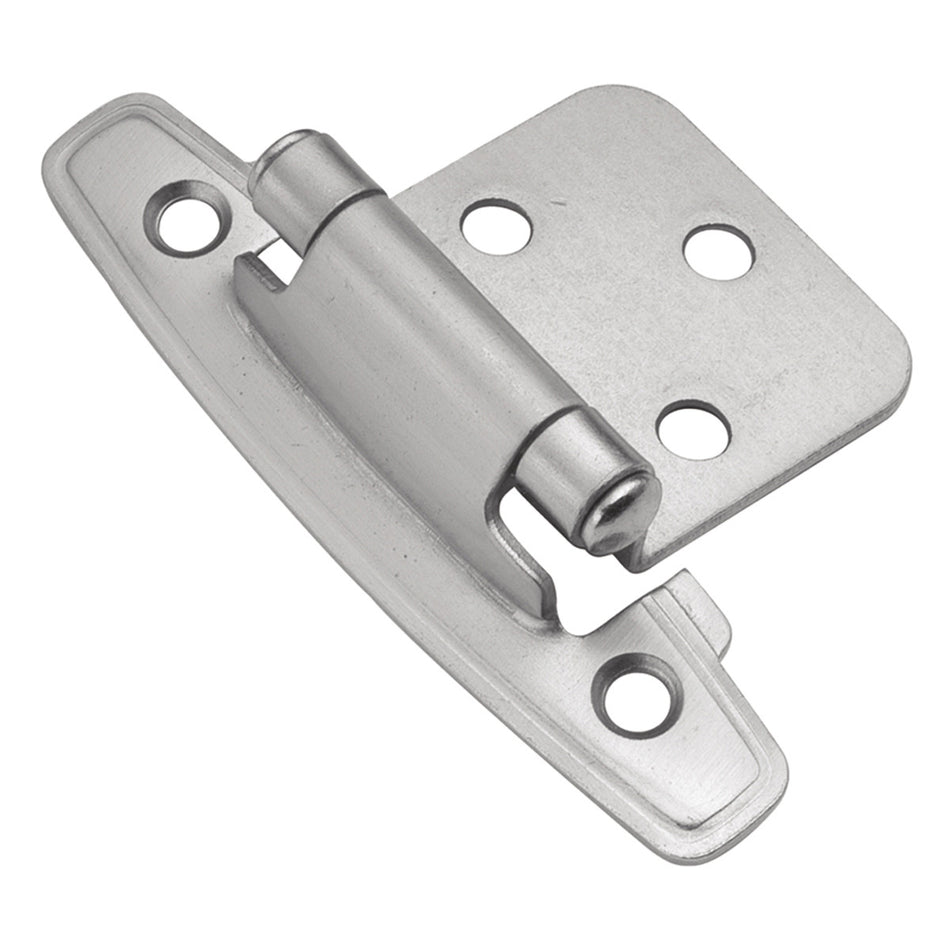Hickory P296-SC: Surface Mount/Flush Self-Closing Cabinet Hinge (pair) - Satin Silver Cloud