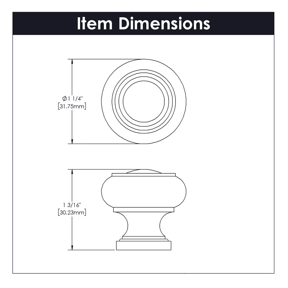 Hickory P3151-SS: 1-1/4" Cottage Mushroom Cabinet Knob - Stainless Steel