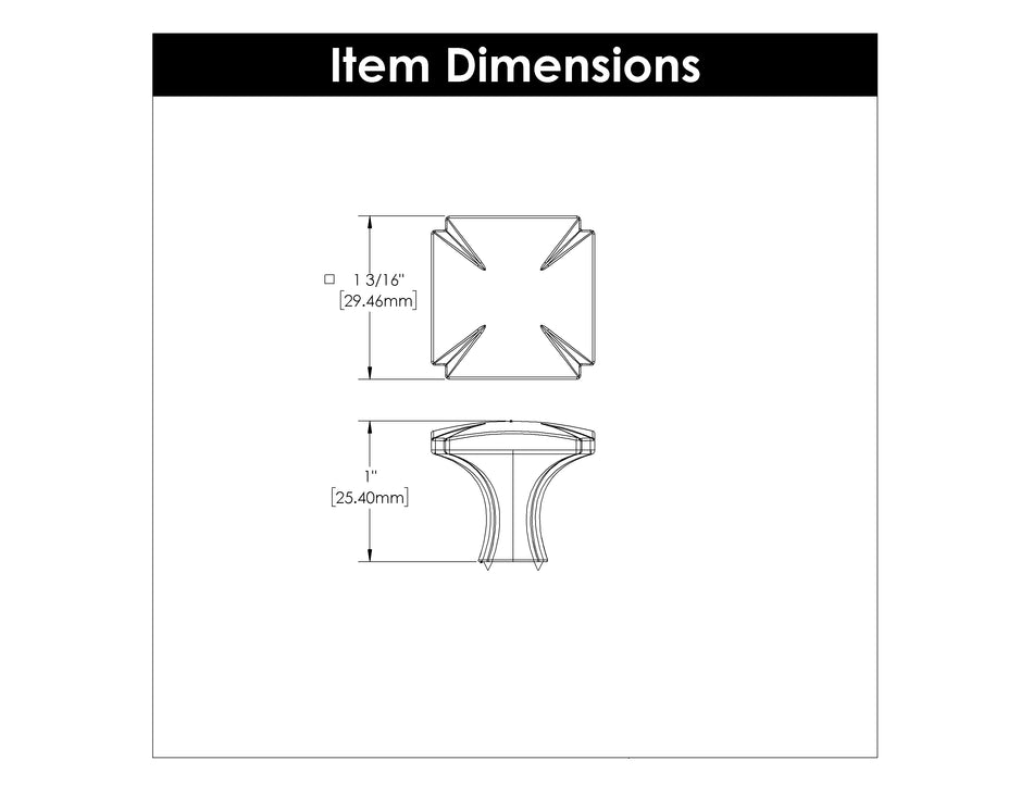 Hickory P3230-CBZ: 1-3/16" Bridges Square Cabinet Knob - Champagne Bronze