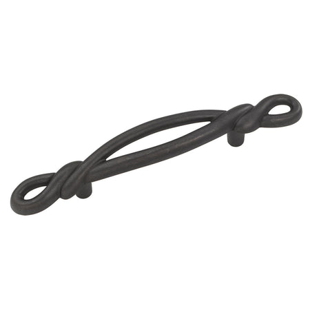Hickory P3451-BI: 3" cc French Twist Cabinet Pull - Black Iron