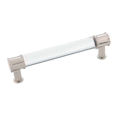Hickory P3635-CASN: 128mm cc Midway Cabinet Pull - Crysacrylic/Satin Nickel