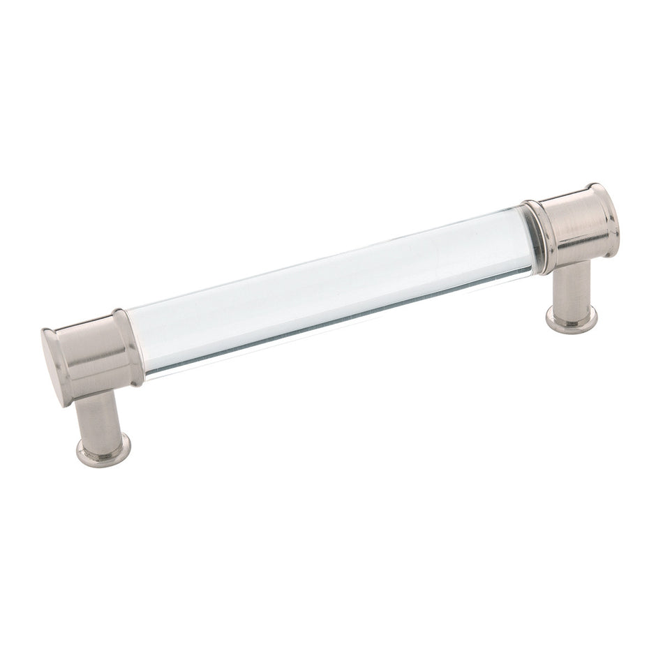 Hickory P3635-CASN: 128mm cc Midway Cabinet Pull - Crysacrylic/Satin Nickel