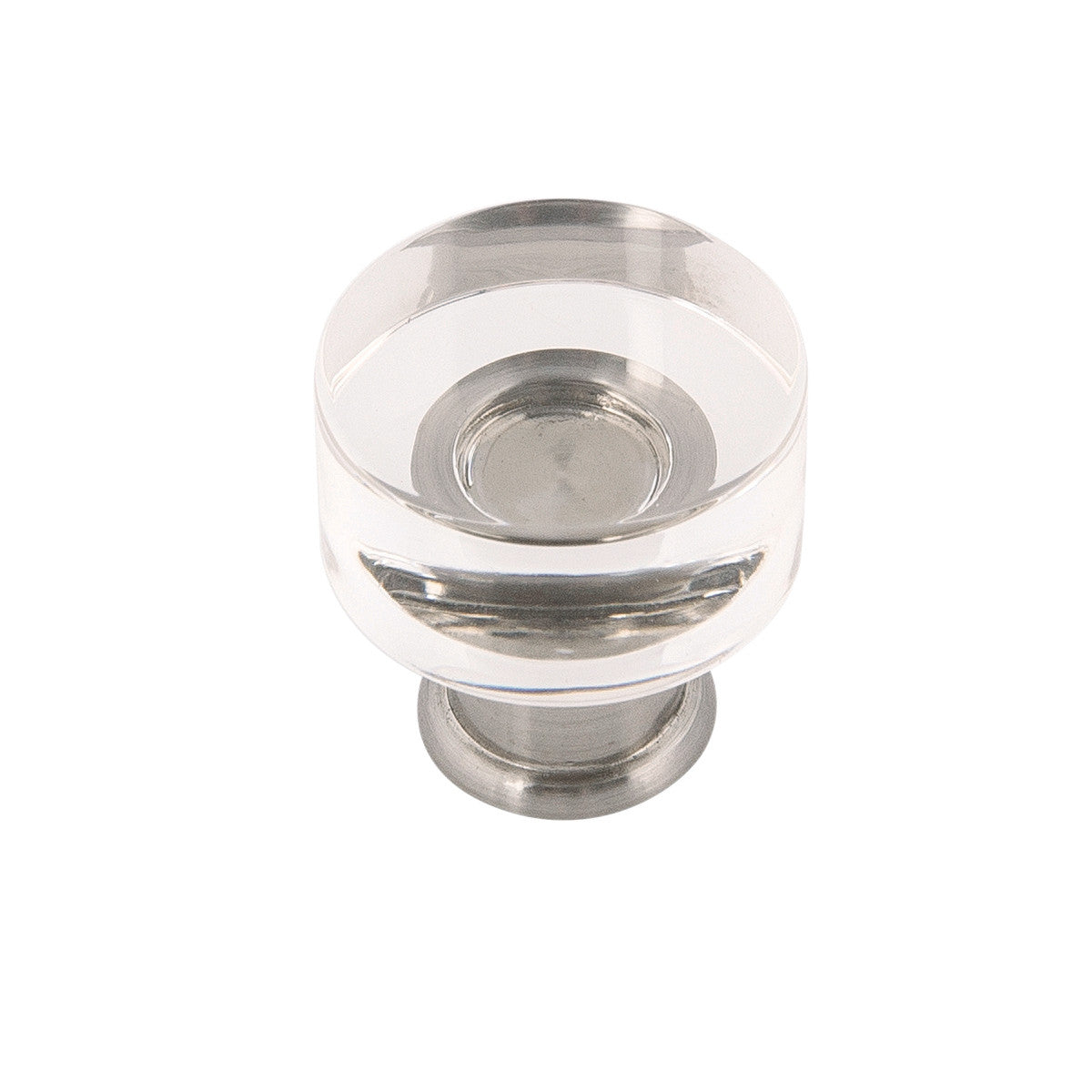 Hickory P3708-CASN: 1" Midway Cabinet Knob - Crysacrylic/Satin Nickel