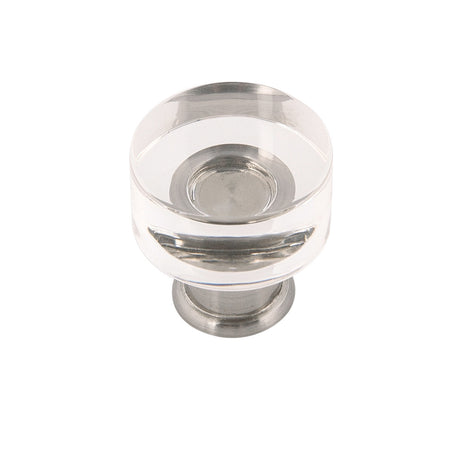 Hickory P3708-CASN: 1" Midway Cabinet Knob - Crysacrylic/Satin Nickel