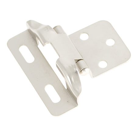 Hickory P60010F-SN: Semi-Concealed Self-Closing Cabinet Hinge (pair) - Satin Nickel