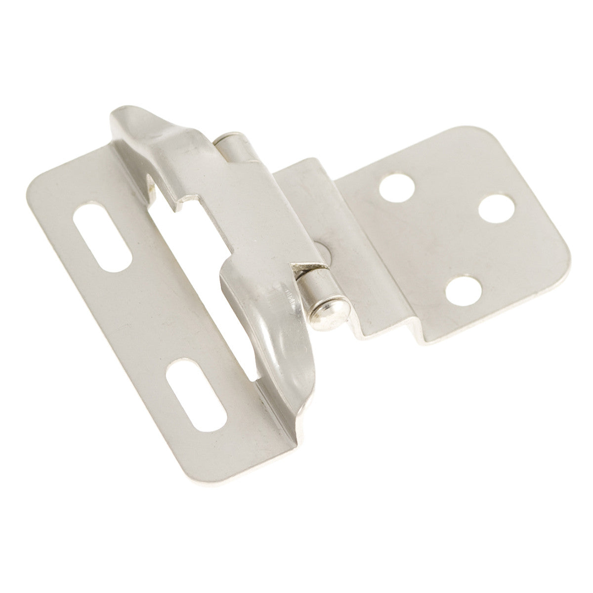 Hickory P61030F-SN: Semi-Concealed Self-Closing Cabinet Hinge (pair) - Satin Nickel