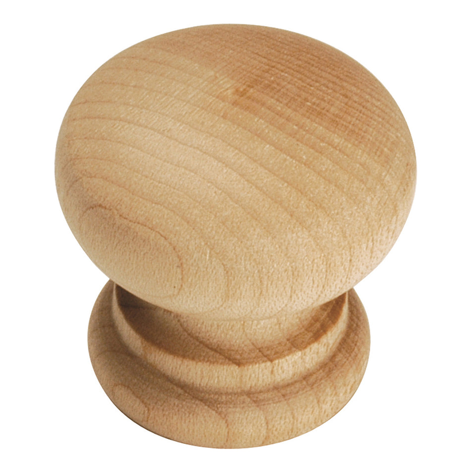 Hickory P684-UW: 1-1/4" Natural Woodcraft Round Cabinet Knob - Unfinished Wood