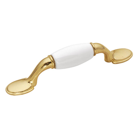 Hickory P796-W: 3" cc Tranquility Cabinet Pull - Polished Brass/White