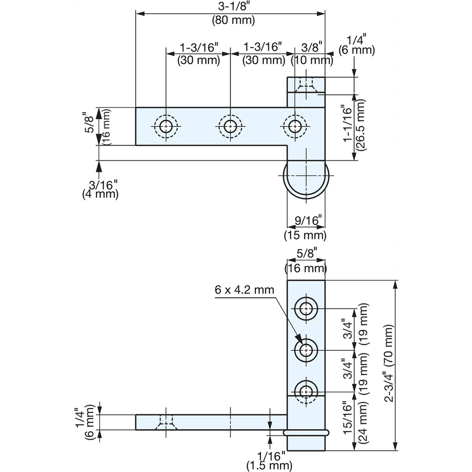 Sugatsune PAS-80: 80mm Overlay Door Pivot Hinge (pair) - Satin Nickel