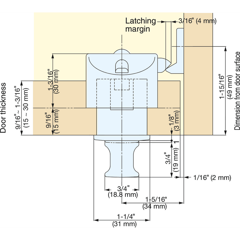 Sugatsune PKL-07-WHT: 31mm Round Push Button Latch - White