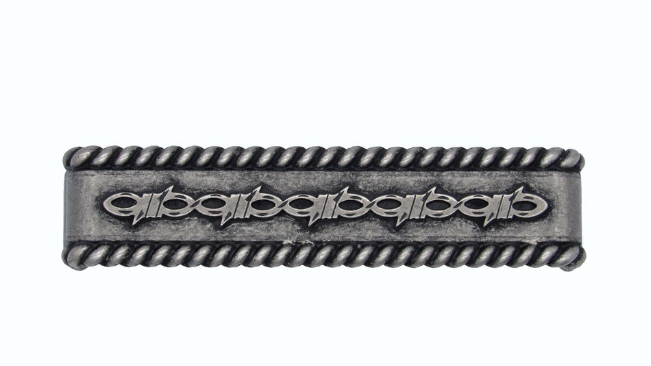 Buck Snort PL01000-6000: 3-7/8" cc Barbed Wire with Roped Edge Cabinet Pull - Old Silver