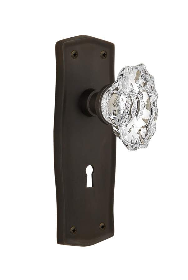 Nostalgic 713994: Prairie Backplate w/Chateau Knob Privacy Door Set - Oil-Rubbed Bronze