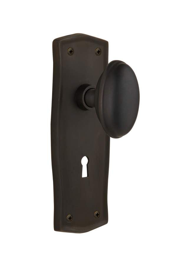 Nostalgic 704488: Prairie Backplate w/Homestead Knob Passage Door Set - Oil-Rubbed Bronze