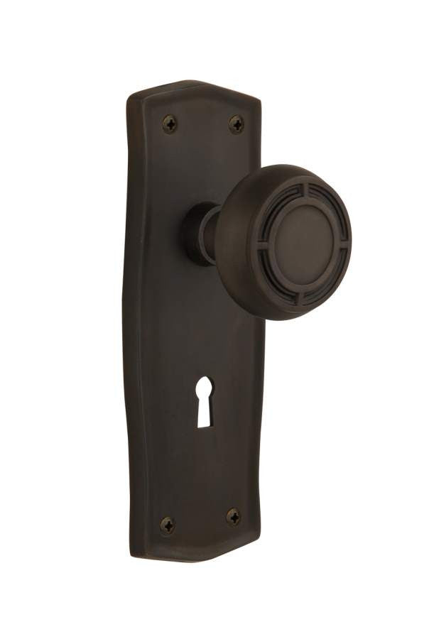 Nostalgic 716692: Prairie Backplate w/Mission Knob Single Dummy Door Set - Oil-Rubbed Bronze