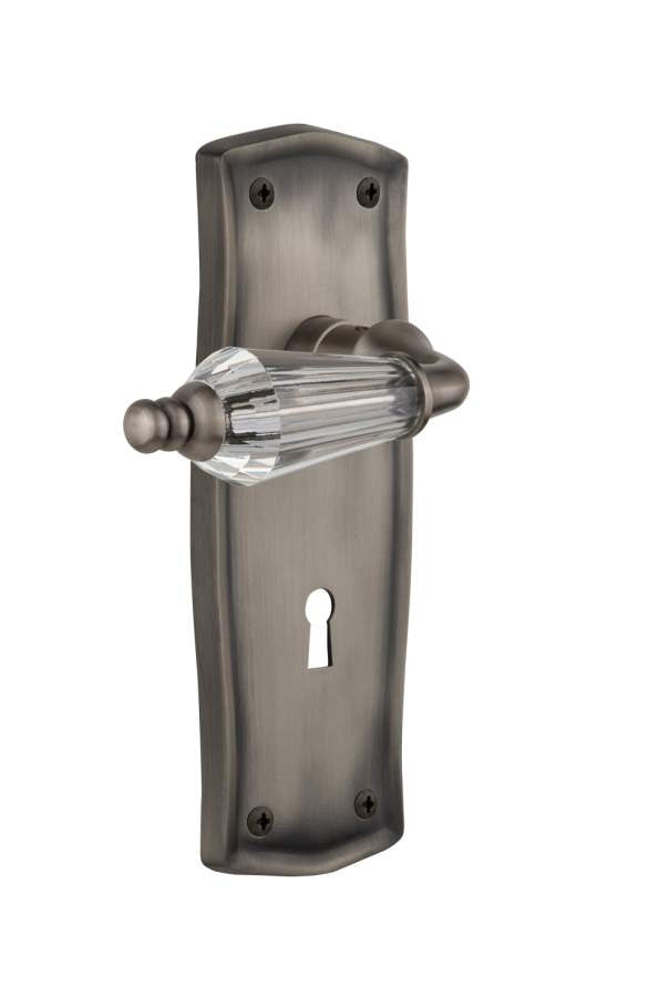 Nostalgic 714443: Prairie Backplate w/Parlour Lever Privacy Door Set - Antique Pewter