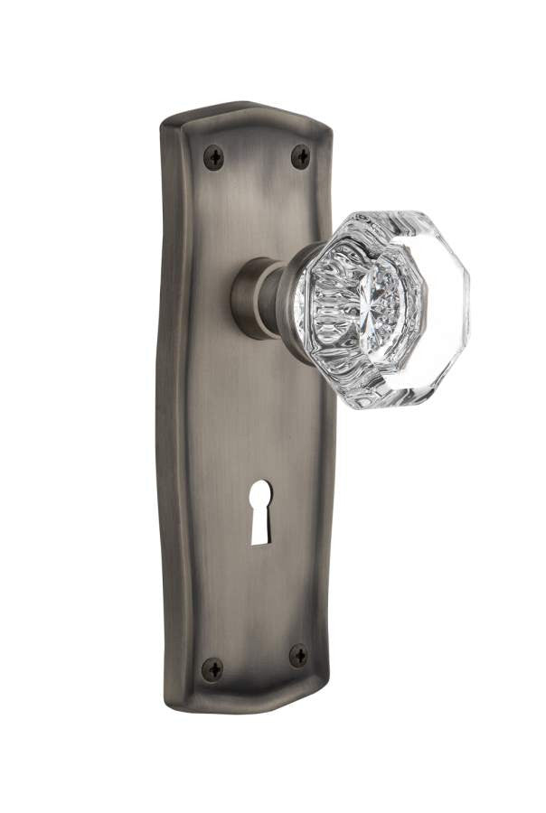 Nostalgic 704516: Prairie Backplate w/Waldorf Knob Single Dummy Door Set - Antique Pewter