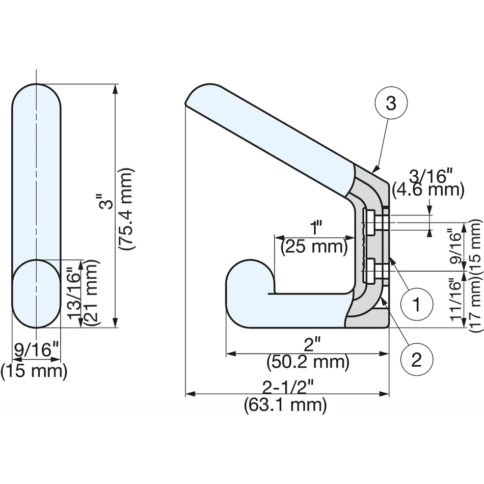 Sugatsune PXB-GR05-211-RD: 75mm Double Wall Hook - Red