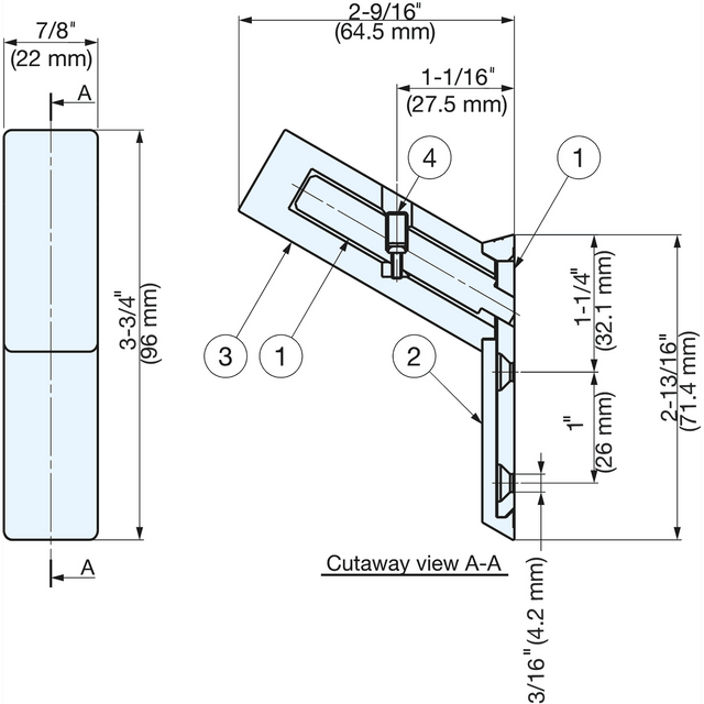 Sugatsune PXB-WM05-111-AS: 96mm Premium Wood Single Wall Hook - Ostrya Japonica