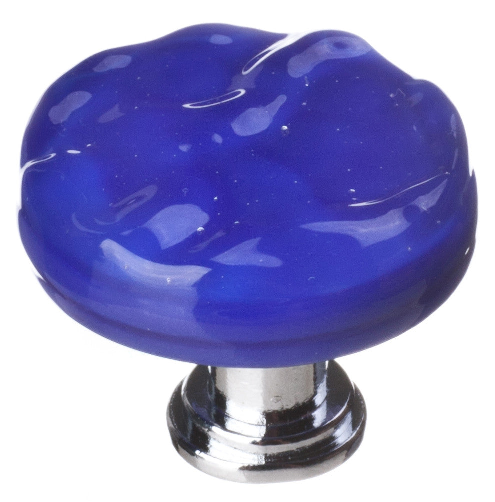 Sietto R-221-ORB: 1-1/4" Glacier Cabinet Knob - Cobalt Blue w/Satin Brass Base