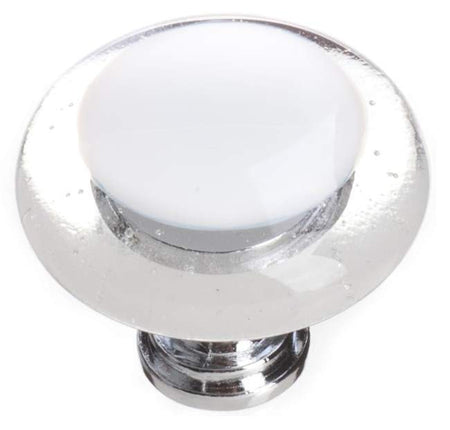 Sietto R-701: 1-1/4" Reflective Cabinet Knob - White