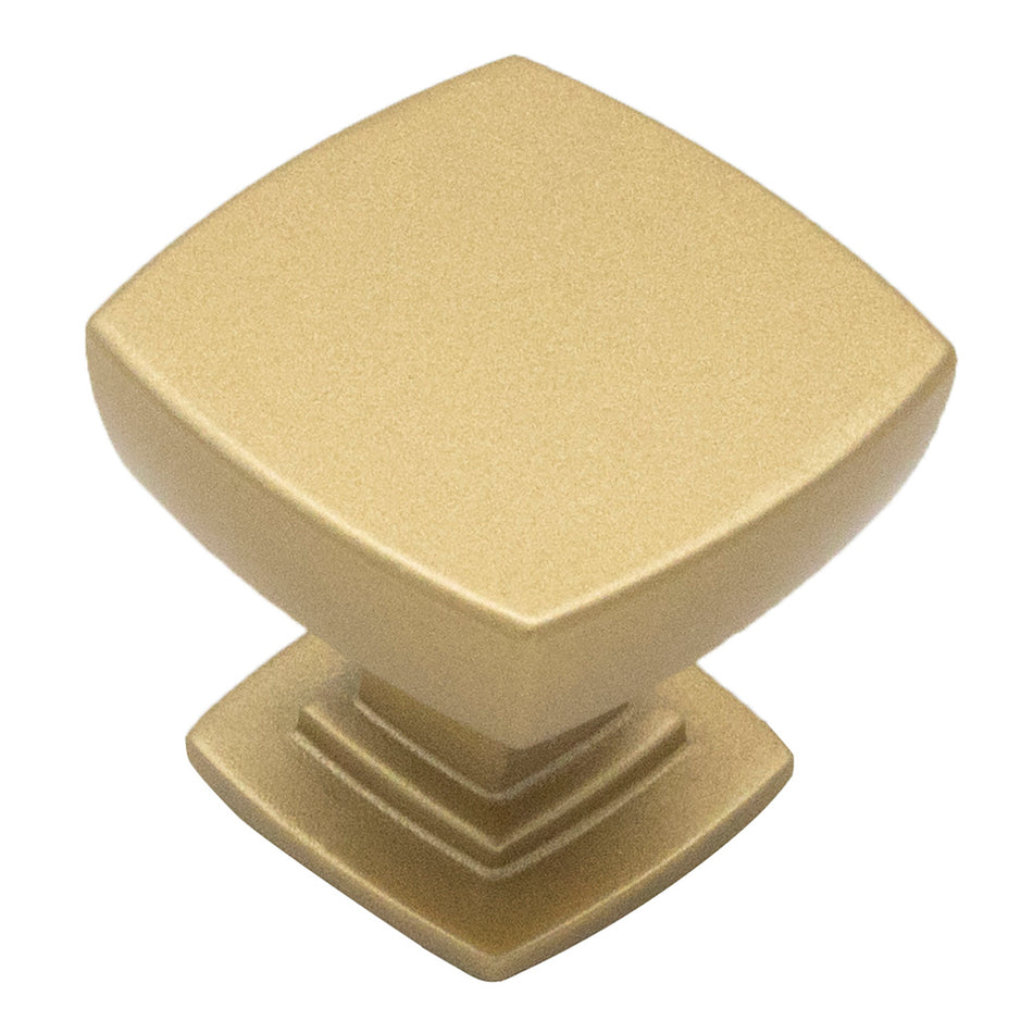 Hickory R080556BBX-10G: 1-1/8" Plaza Square Cabinet Knob (10 pack) - Brushed Golden Brass