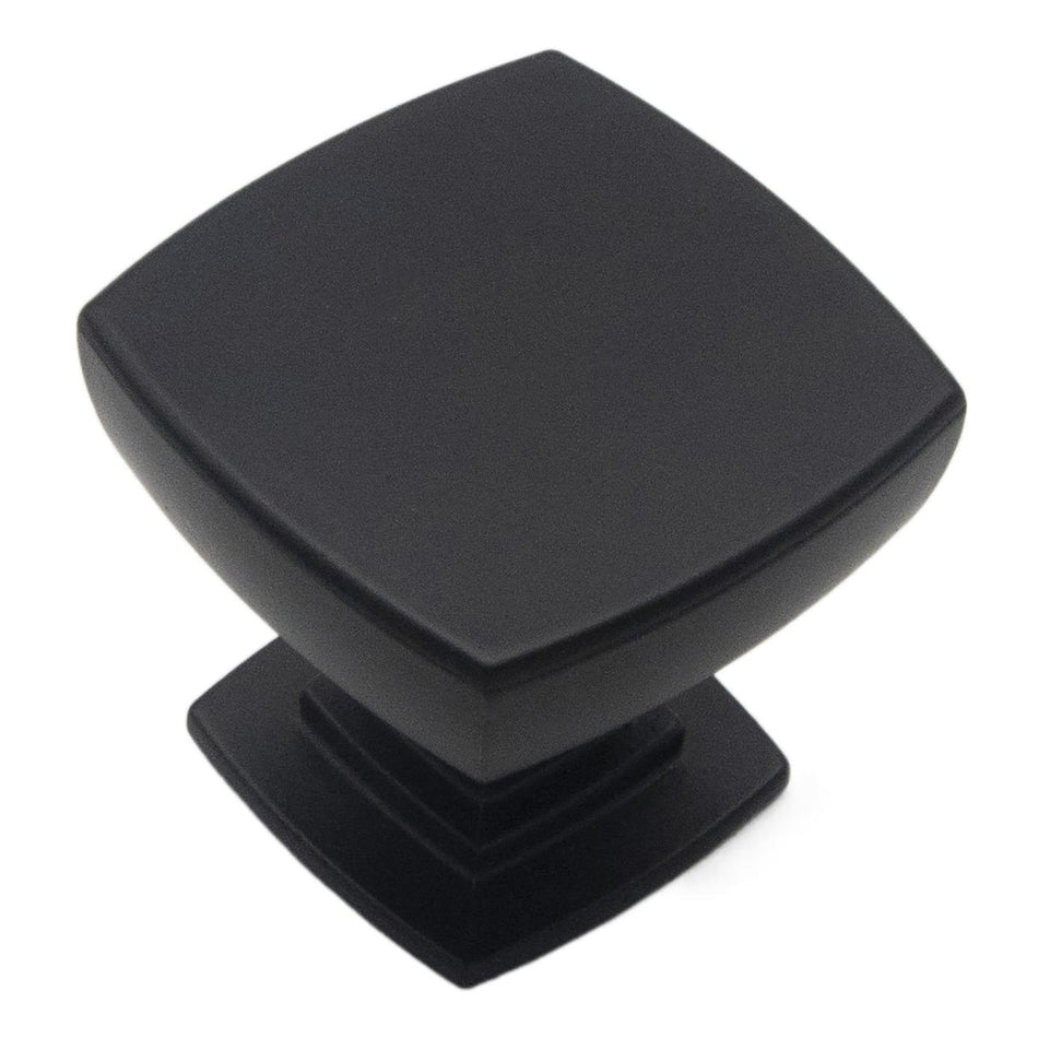 Hickory R080556MBX-10G: 1-1/8" Plaza Square Cabinet Knob (10 pack) - Matte Black