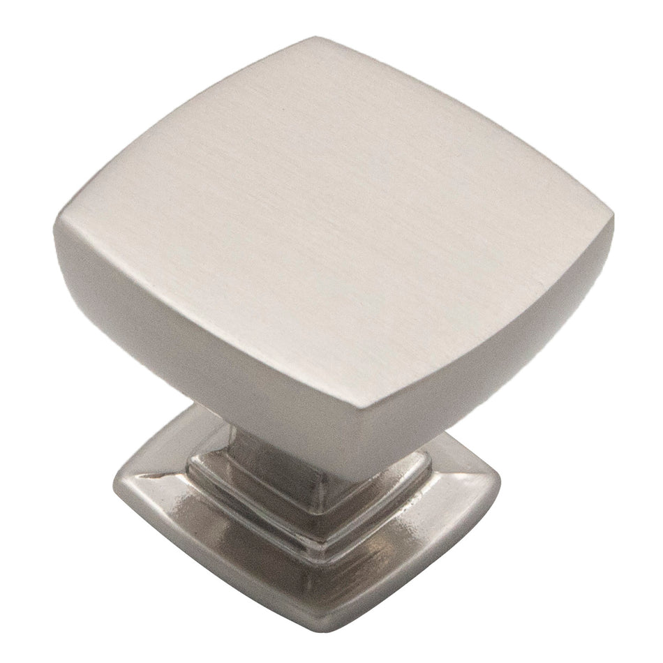 Hickory R080556SNX-10G: 1-1/8" Plaza Square Cabinet Knob (10 pack) - Satin Nickel