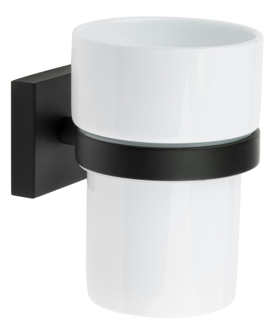 Smedbo RB343P: House Wall Mount Tumble w/Holder - White Porcelain/Matte Black