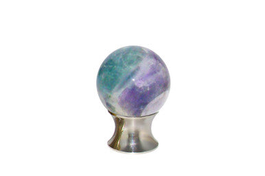 Myterra C35.RBFL.14: 35mm Rainbow Fluorite Sphere Cabinet Knob - Polished Nickel