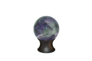 Myterra C35.RBFL.19: 35mm Rainbow Fluorite Sphere Cabinet Knob - Matte Black