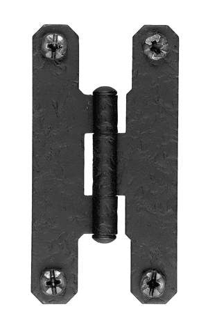 Acorn RH1BQ: 3" H Cabinet Hinge (pair) - Black Rough Iron