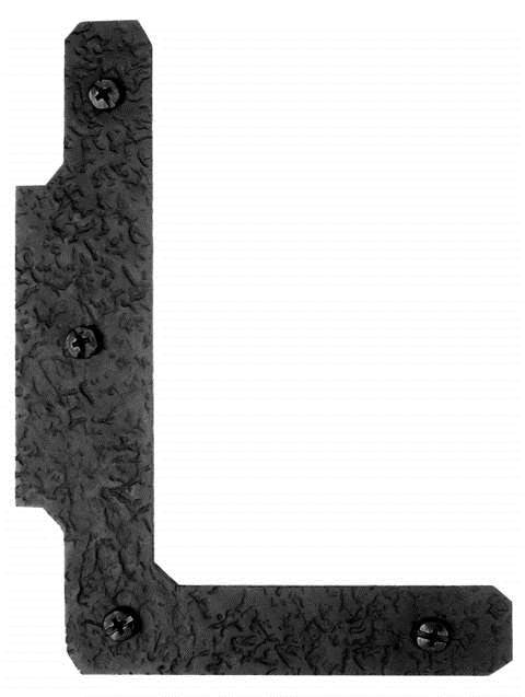 Acorn RH6BP: 7" L Plate for Mortise Butt Hinges - Black Rough Iron