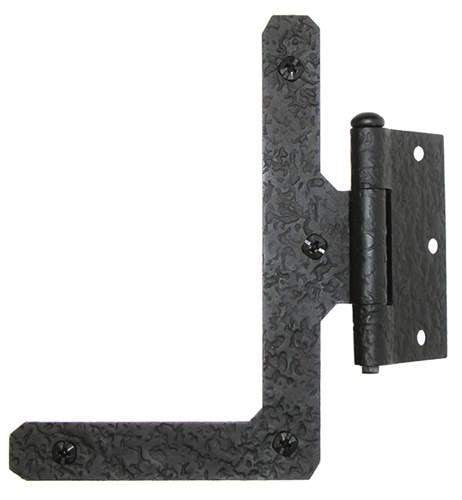 Acorn RHABQ: 7" HL Half Surface Hinge (pair) - Black Rough Iron