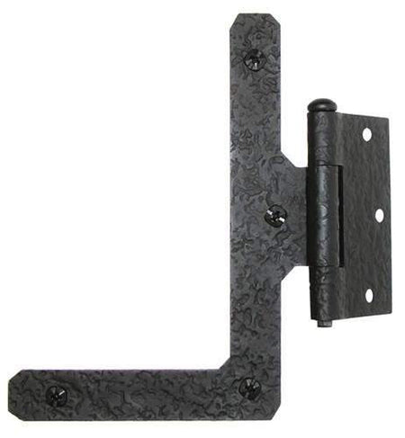 Acorn RHABQ: 7" HL Half Surface Hinge (pair) - Black Rough Iron