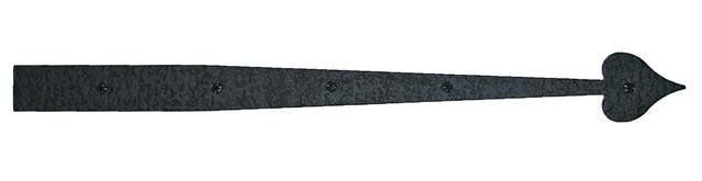 Acorn RI1BP: 22-1/2" Heart Dummy Strap Hinge - Black Rough Iron