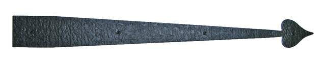 Acorn RI3BP: 28-7/16" Heart Dummy Gate Strap Hinge - Black Rough Iron