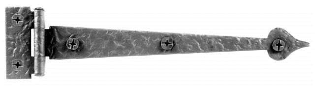 Acorn RI4BQ: 6-1/2" Flush Mount Heart Cabinet Strap Hinge (pair) - Black Rough Iron
