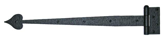 Acorn RI8BP: 20-1/2" Heart Gate Strap Hinge - Black Rough Iron