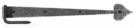 Acorn RIIBP: 17" Heart Strap Hinge With Pintle - Black Rough Iron