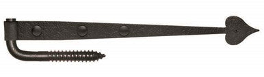 Acorn RILBP: 17" Heart Gate Strap Hinge with Pintle - Black Rough Iron