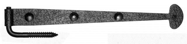 Acorn RIRBP: 15-5/8" Bean Gate Strap Hinge with Pintle - Black Rough Iron