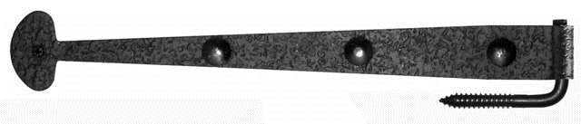 Acorn RITBP: 15-5/8" Bean Gate Strap Hinge with Pintle and Bolt - Black Rough Iron