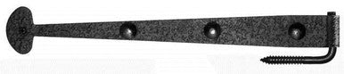 Acorn RITBP: 15-5/8" Bean Gate Strap Hinge with Pintle and Bolt - Black Rough Iron