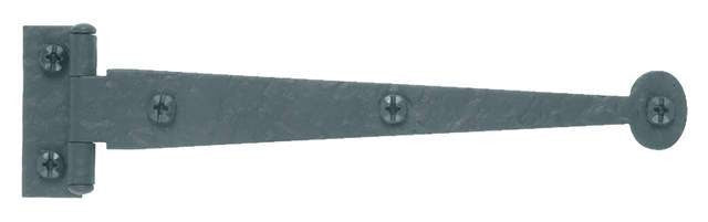 Acorn RIYBQ: 6" Bean Cabinet Strap Hinge w/3/8" Offset (pair) - Black Rough Iron